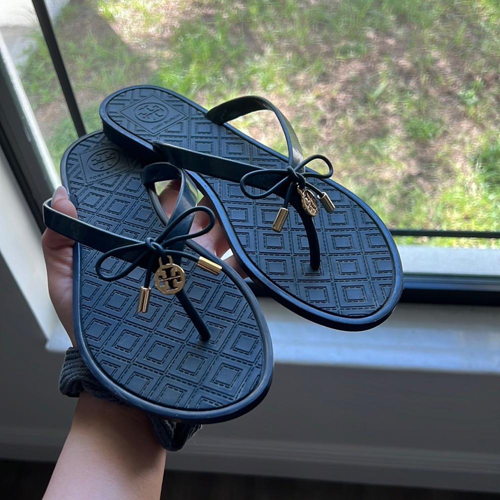 Tory burch Navy jelly sandals! Gently used